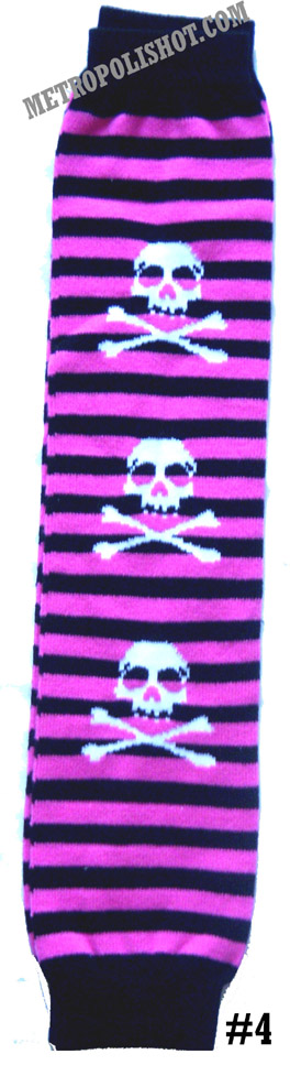LEG WARMER LEGW -4   Pink Stripes and Skulls